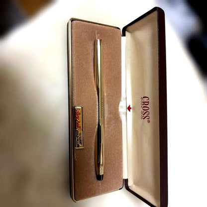 Cross gold plated rollerball pen with 10K gold filled construction showing barrel and cap