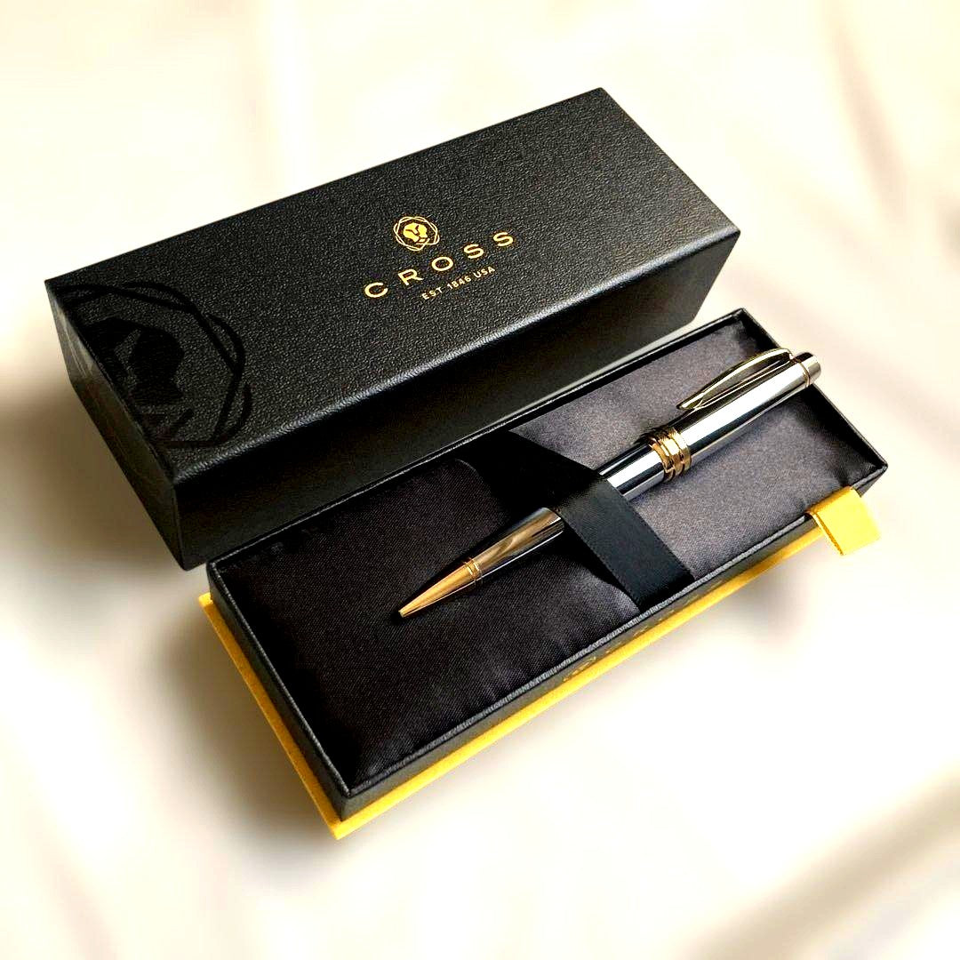 Silver Cross Bailey Medalist ballpoint pen with box on white background