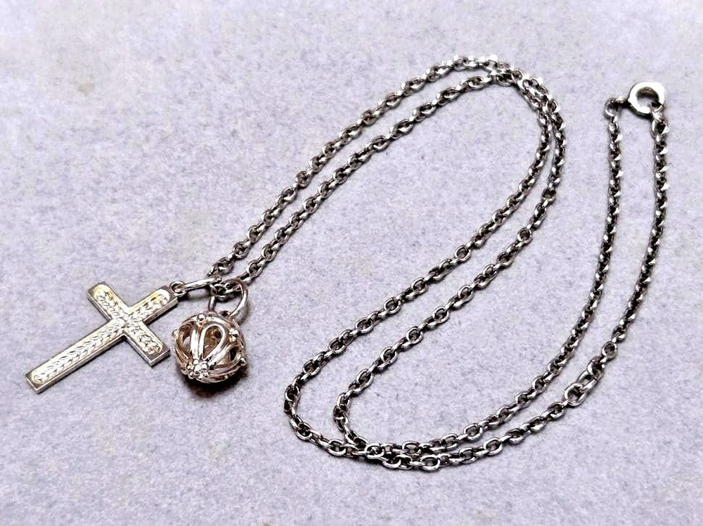 Agete Cross Necklace made of Silver925 with 51 cm length and detailed cross pendant