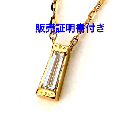Agete K10 diamond necklace with 0.04ct diamond on 39 cm chain, pendant size 0.55 x 0.2 cm