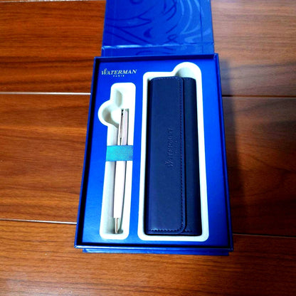 Waterman ballpoint pen set with pearl finish light pink pen, pen case, and replacement ink