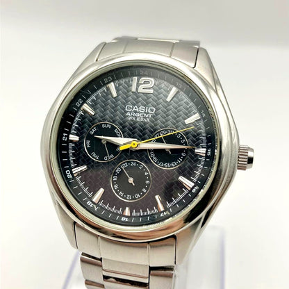 Casio Argento WR Black Watch for Men with silver case and black dial model ARGENT WR
