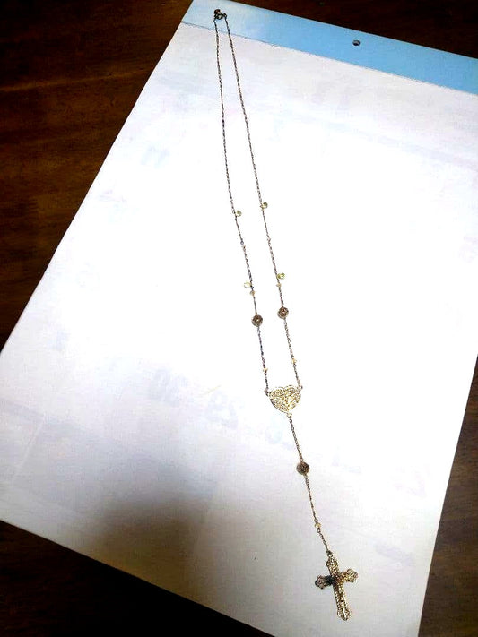 Value Discount Necklace agete gold color with 3.3x2.5 cm cross pendant on a 70 cm chain