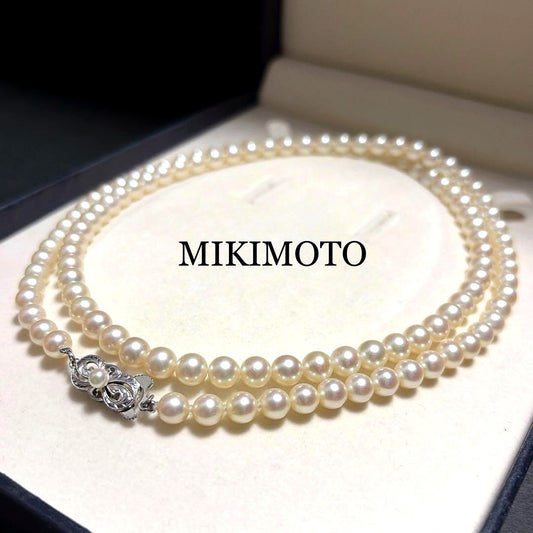 MIKIMOTO Akoya Pearl Long Necklace with 6.5mm real pearls and high luster on 74 cm chain