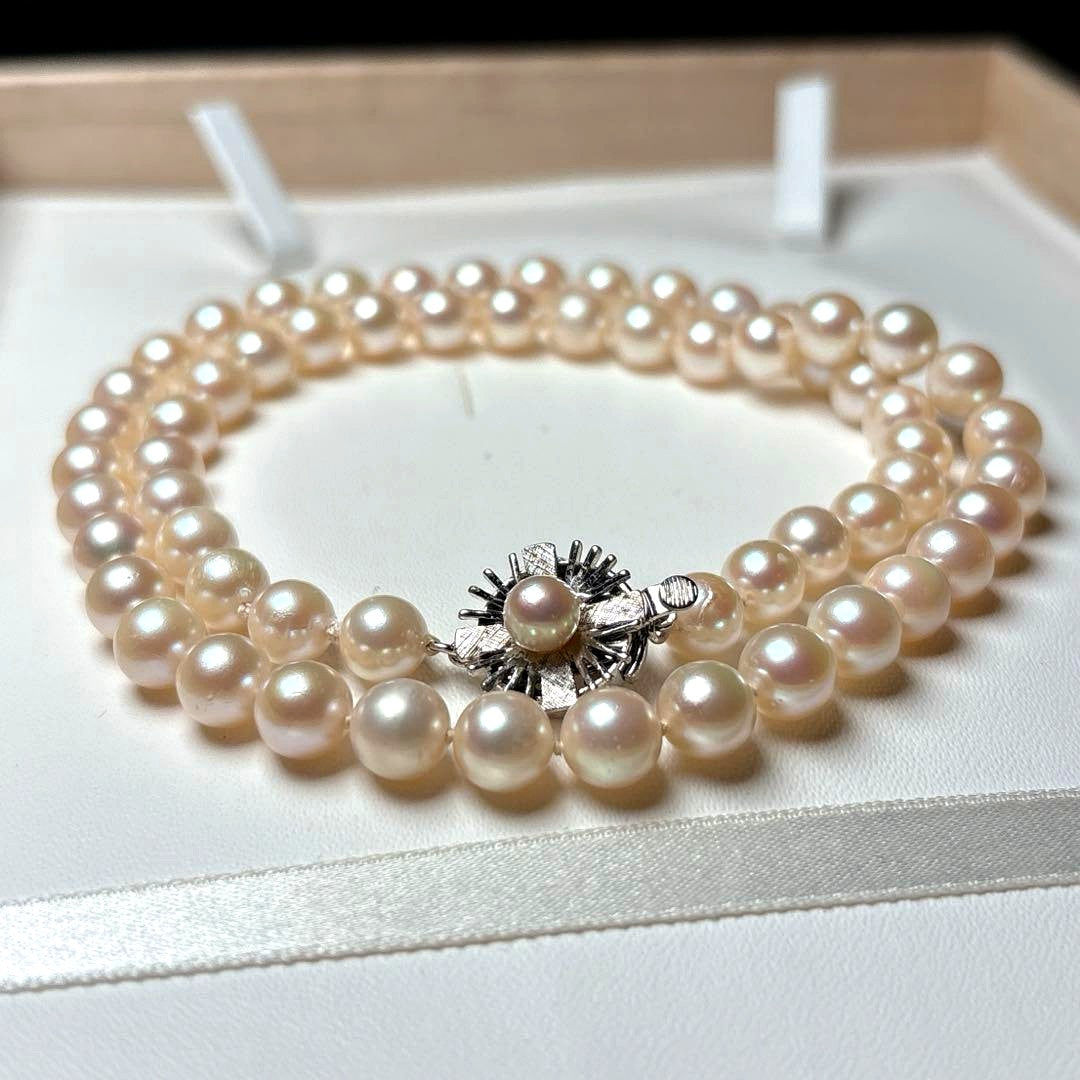 Aoyama pearl necklace with 7.0 to 7.5 mm pearls measuring 47.5 cm length