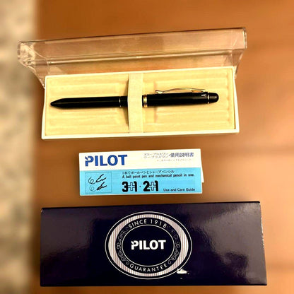Pilot ballpoint pen and mechanical pencil set with instruction manual on a white background