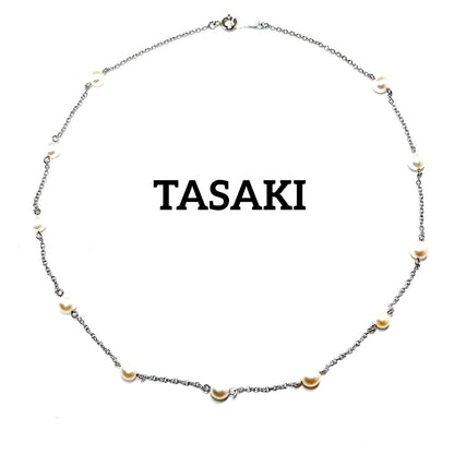Tasaki Pearl Station Necklace made of Silver 925 with 5.0-5.4mm pearls and 39.5cm chain