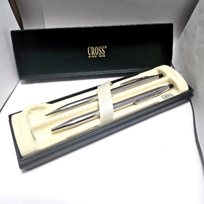 Cross Classic Century Chrome ballpoint pen with blue ink and mechanical pencil set