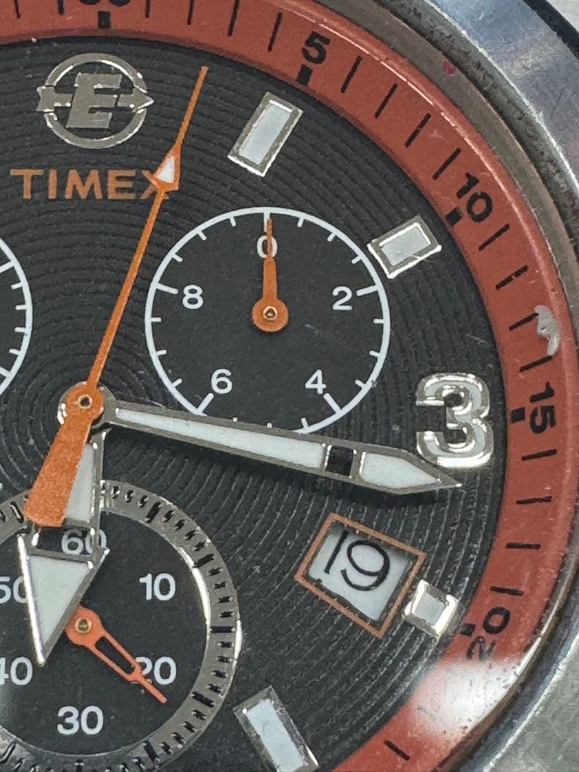 TIMEX Chronograph Black Orange Men's Watch — Japanese