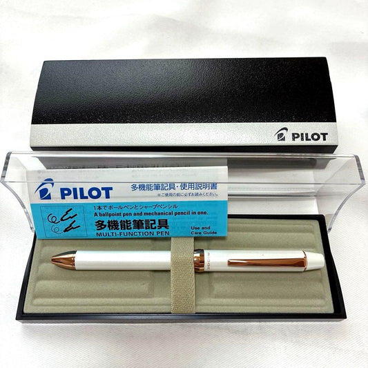 PILOT 3+1 RiDGE multi-function pen in pearl white with box on white background