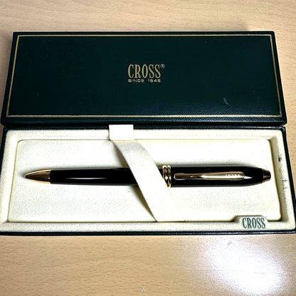 Cross Townsend black lacquer ballpoint pen with metal body and black dedicated case