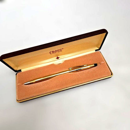 Cross Gold Ballpoint Pen with NHK logo made in Japan, shown with gold-tone metal finish