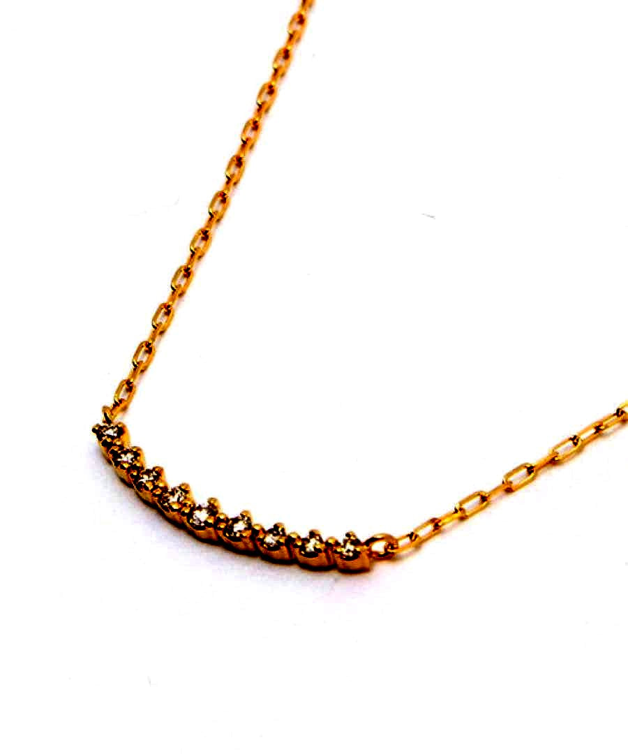 Agete K18 yellow gold diamond line necklace with 0.05ct diamonds and 40cm chain length