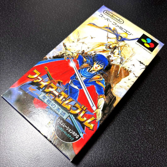 Fire Emblem: Seisen no KEI SNES game cartridge unopened with original outer box showing slight damage