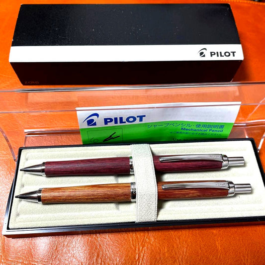 PILOT Legno 2-piece mechanical pencil set in brown and deep red colors, used but very clean condition