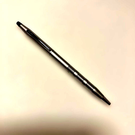 Brushed silver Cross Classic Century ballpoint pen with clip shown on white background
