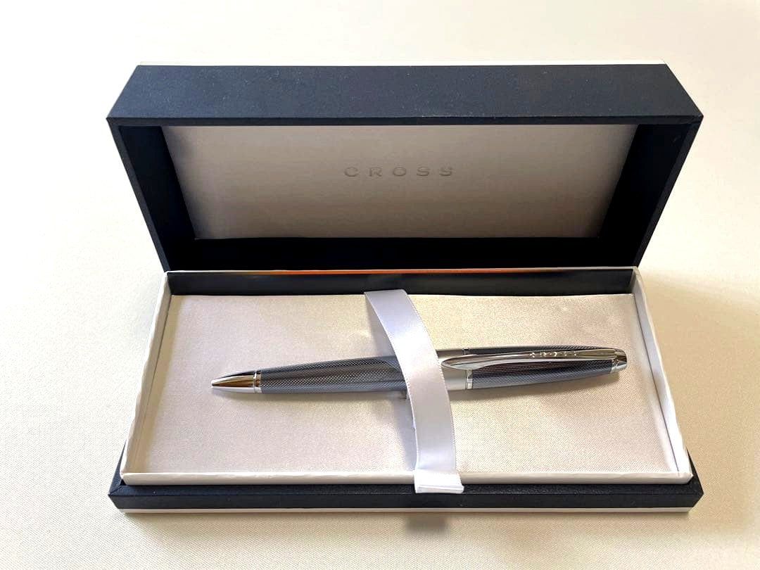 Cross Ballpoint Pen measuring 143mm length and 14mm diameter with sleek silver finish