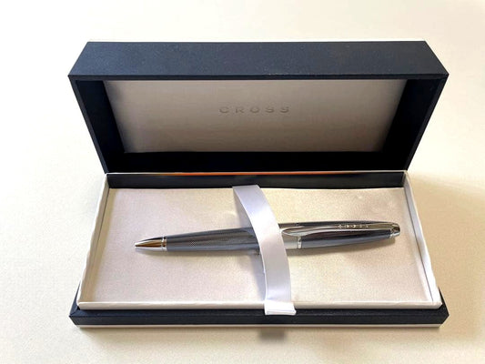 Cross Ballpoint Pen measuring 143mm length and 14mm diameter with sleek silver finish
