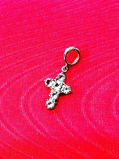 TASAKI silver cross pendant necklace with engraved design on a delicate chain
