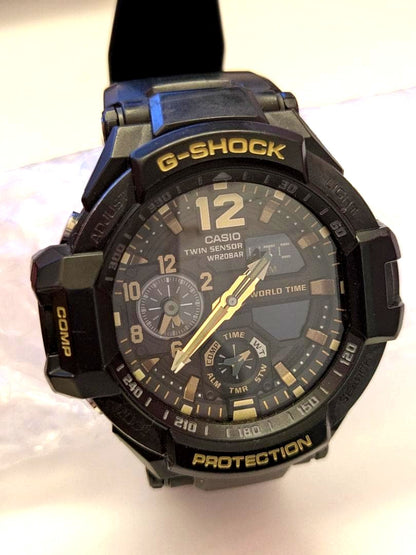 Casio G-Shock Gravitymaster GA-1100GB digital analog watch with compass and temperature display