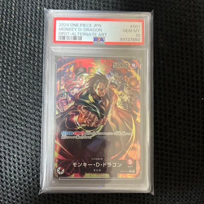 PSA 10 One Piece Monkey D. Dragon L — OP07-001 — Japanese