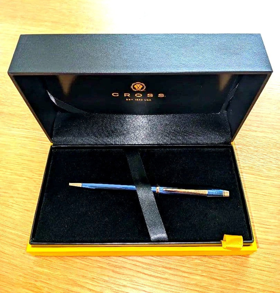 CROSS Century 2 ballpoint pen with black lacquer body and gold-colored clip, Japan import