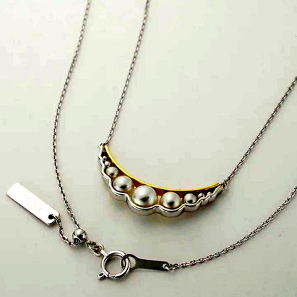 TASAKI Liquid Sculpture Necklace with pearl, K18WG and K18YG metals, 47cm adjustable length
