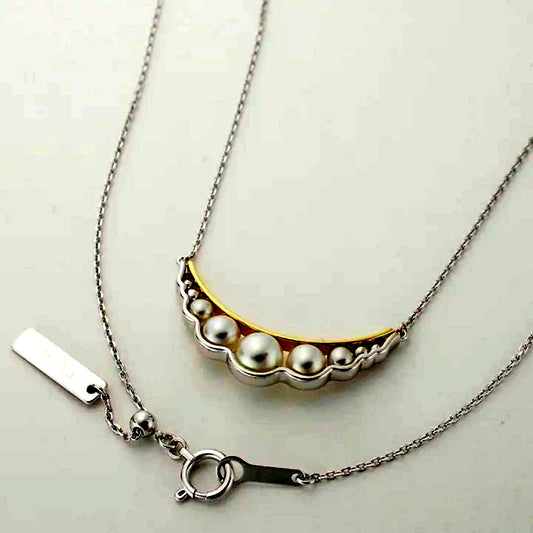 TASAKI Liquid Sculpture Necklace with pearl, K18WG and K18YG metals, 47cm adjustable length
