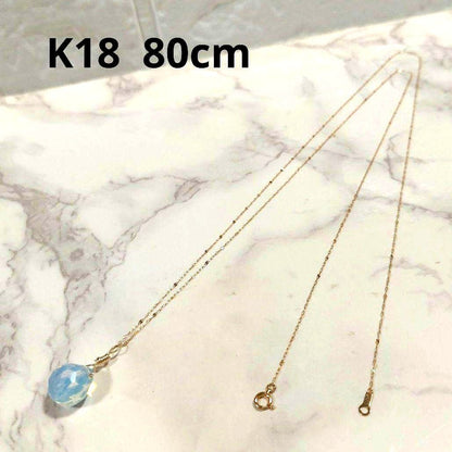 18K gold 80cm long necklace with a 1.5cm x 1.3cm K14gf pendant