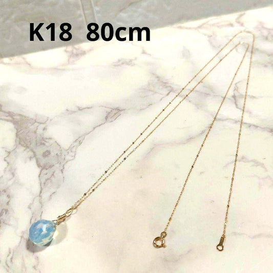 18K gold 80cm long necklace with a 1.5cm x 1.3cm K14gf pendant