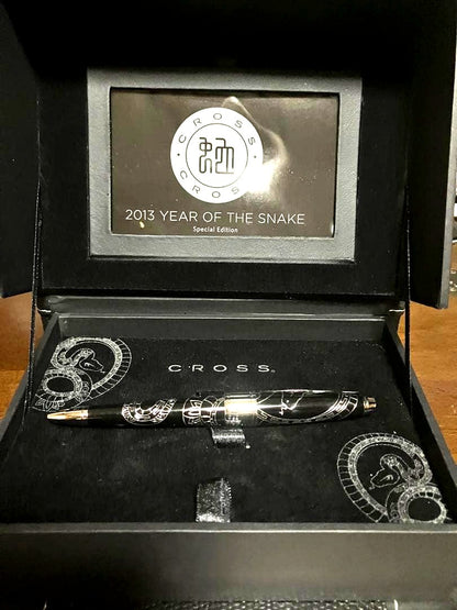 CROSS 2013 Year of the Snake Special Edition ballpoint pen with engraved snake design and brass lacquer finish
