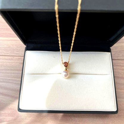 New TASAKI K18 gold necklace with an 8mm rare light pink pearl and pink sapphire pendant