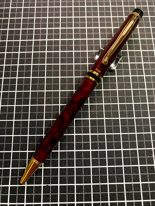 PILOT GANCE Black and Red Marble Ballpoint Pen with black ink shown on white background