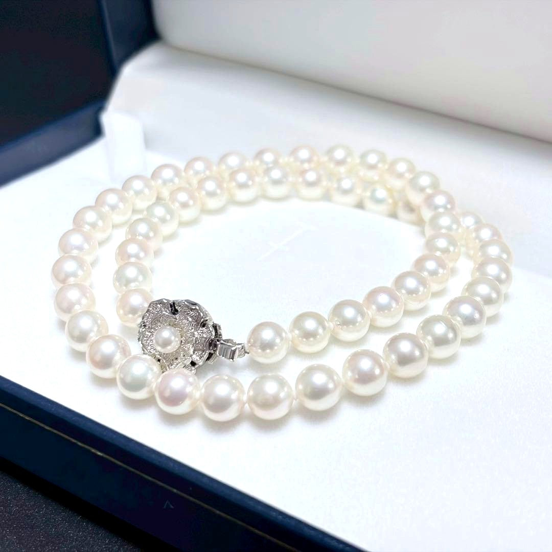 Akoya pearl genuine pearl necklace with 7.0-7.5mm pearls approximately 43cm long