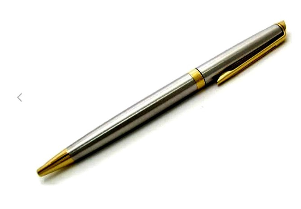 Waterman mechanical pencil with thin stainless steel body and 23 Karat gold plated clip and ring
