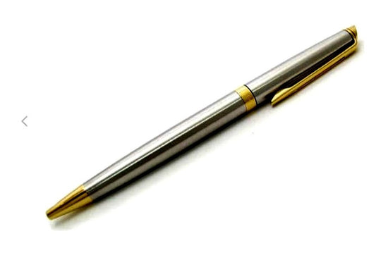 Waterman mechanical pencil with thin stainless steel body and 23 Karat gold plated clip and ring