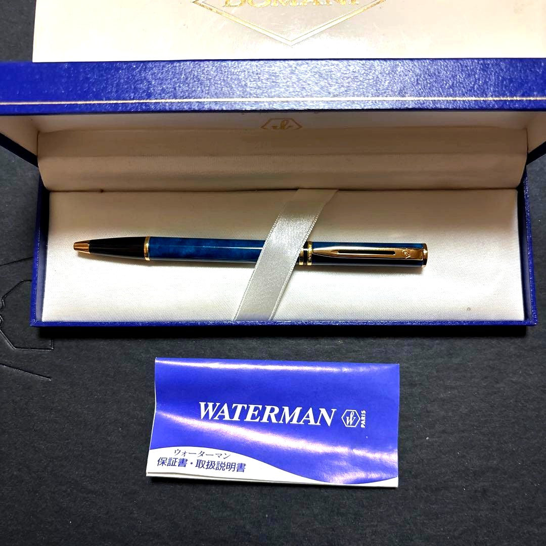 WATERMAN PARIS ballpoint pen body with ink, clean case, and smeared original box