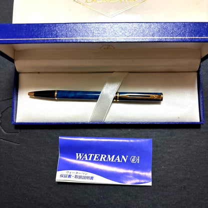 WATERMAN PARIS ballpoint pen body with ink, clean case, and smeared original box