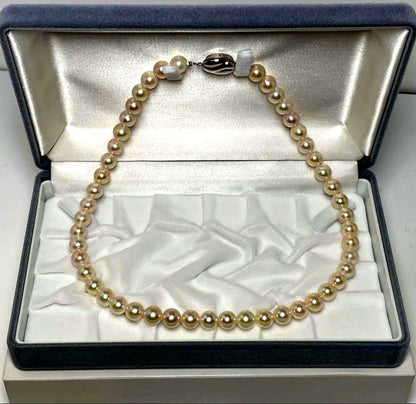 D2215 large Akoya pearl necklace with 8.0-8.5mm pearls measuring 42 cm length