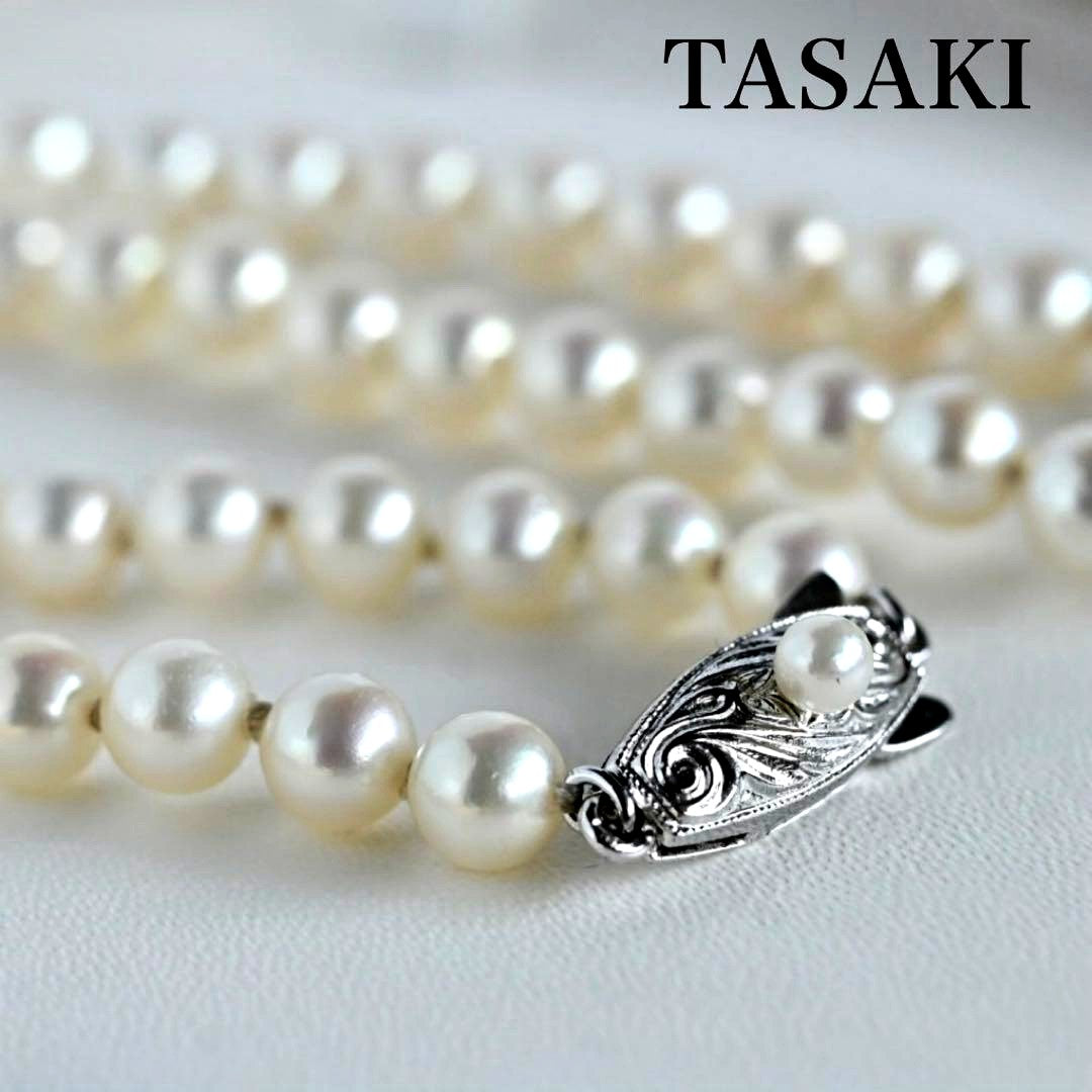 Tasaki Akoya pearl necklace with 6.5mm round pearls and silver clasp, 40cm length