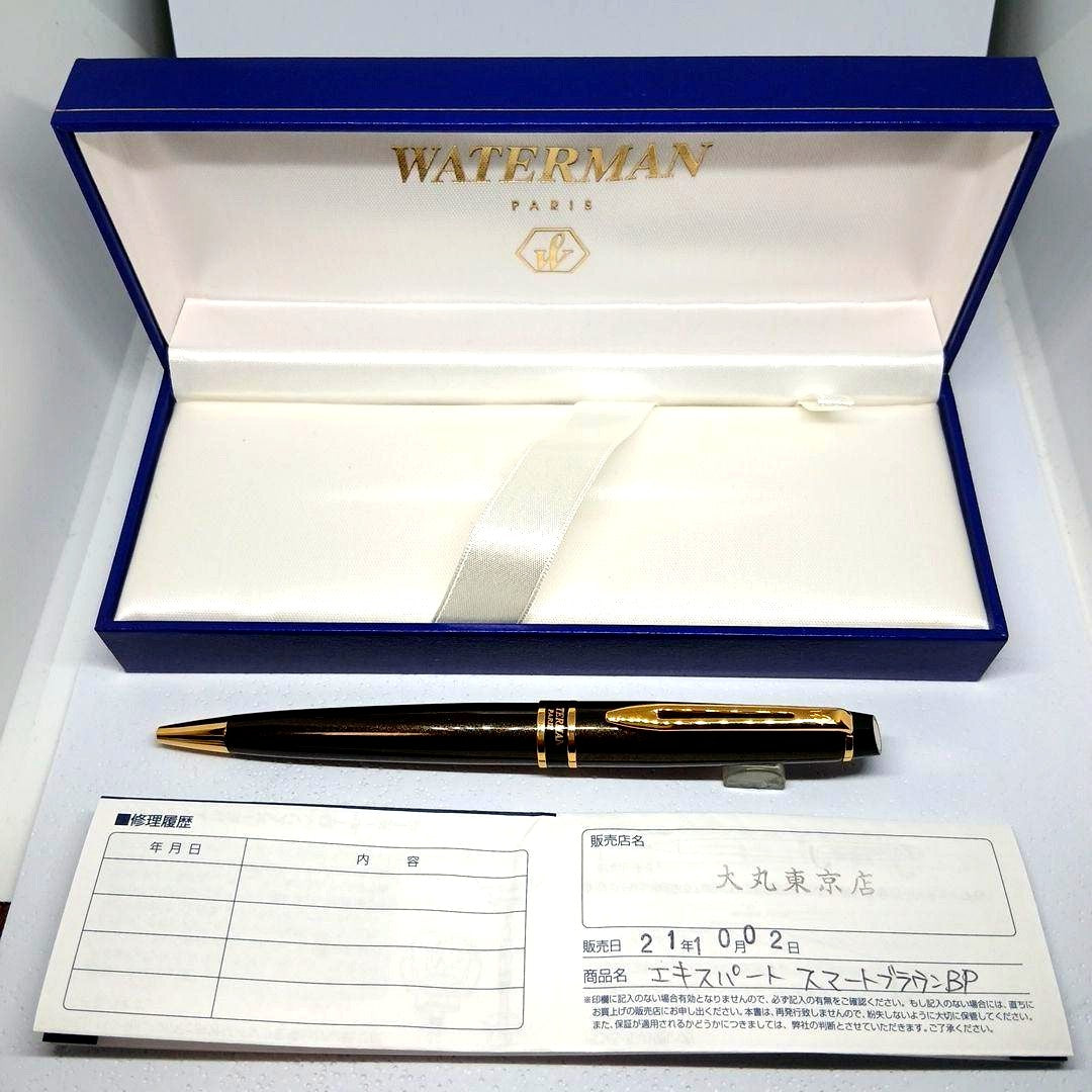 WATERMAN Expert Smart Brown ballpoint pen with a smooth brown finish and silver accents