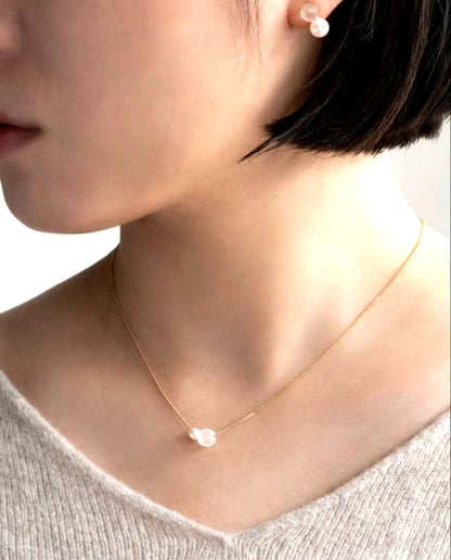 Hario Lampwork Factory Necklace featuring snow pearl and 6mm glass on a 450mm chain