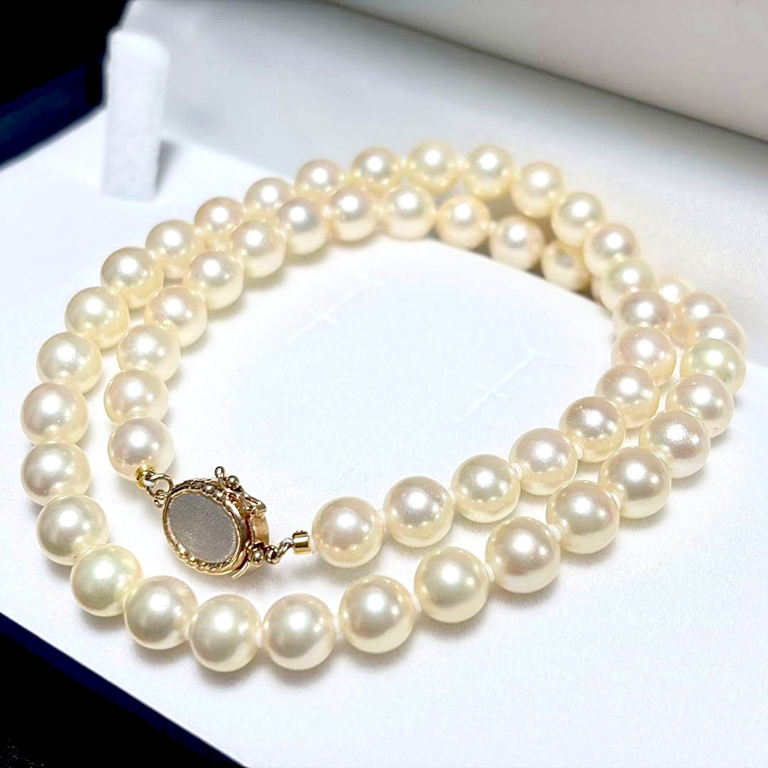 Akoya Pearl genuine pearl necklace 42cm length featuring 7.6-7.8mm round pearls