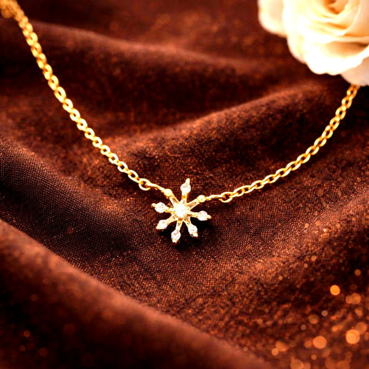 Agat diamond necklace featuring a 0.03CT snowflake pendant with a 6.5x6.7 mm size on a slim chain