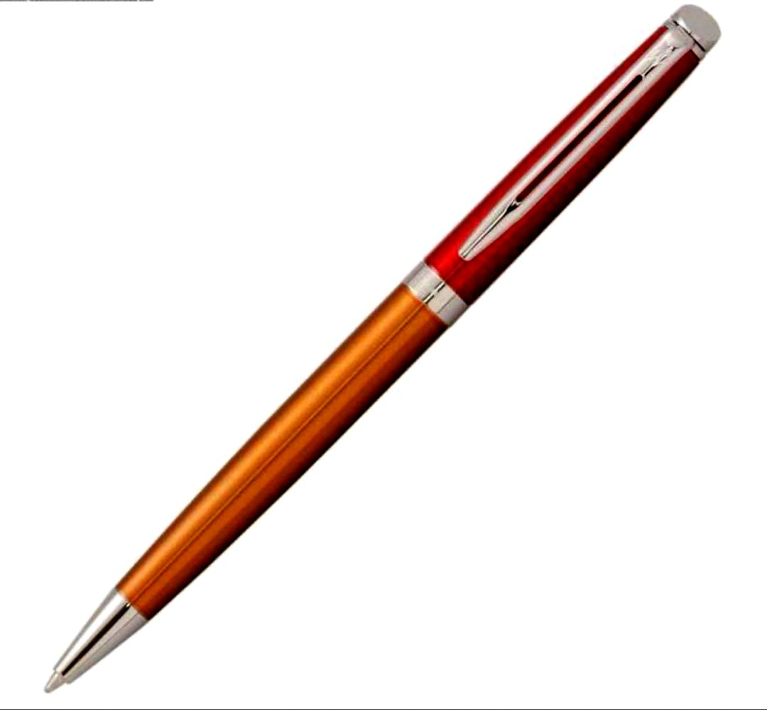 Waterman Metropolitan Essential Orange ballpoint pen in red-orange color with special and leather pen cases