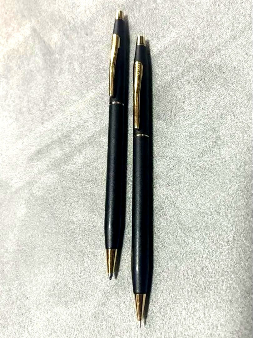 Cross Century black lacquer twist ballpoint pen and mechanical pencil set imported from Japan