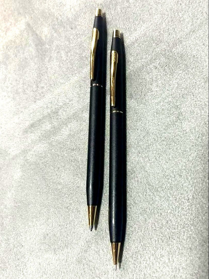 Cross Century black lacquer twist ballpoint pen and mechanical pencil set imported from Japan