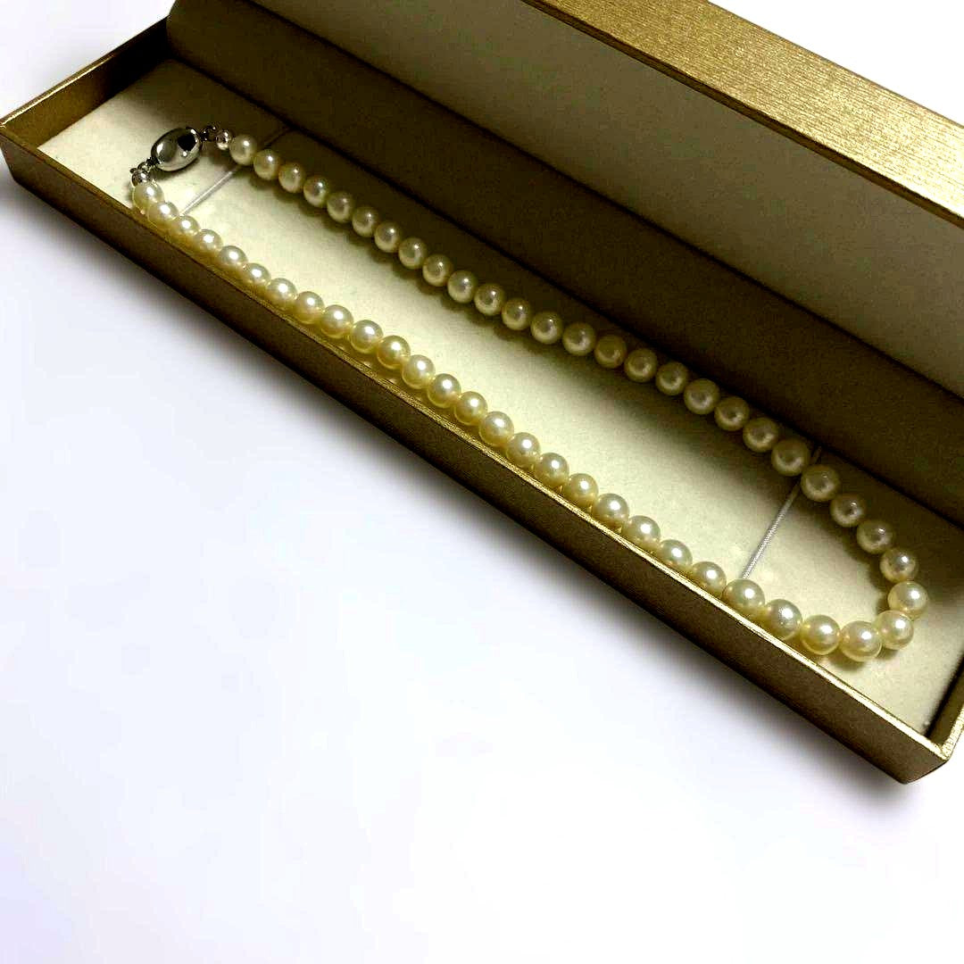 New unset Akoya pearl necklace with approximately 6mm pearls and 38cm full length chain
