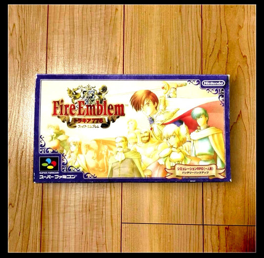 Fire Emblem Thracia 776 game cartridge box for SNES with artwork and logo