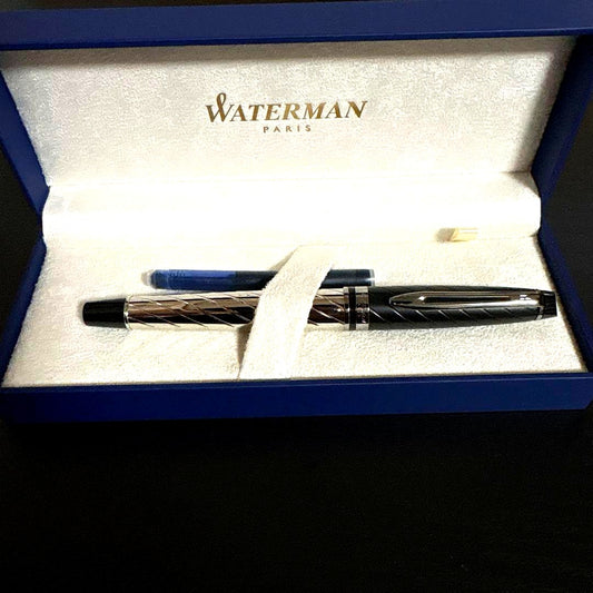 Waterman Expert Precious ballpoint pen with sleek silver and black design